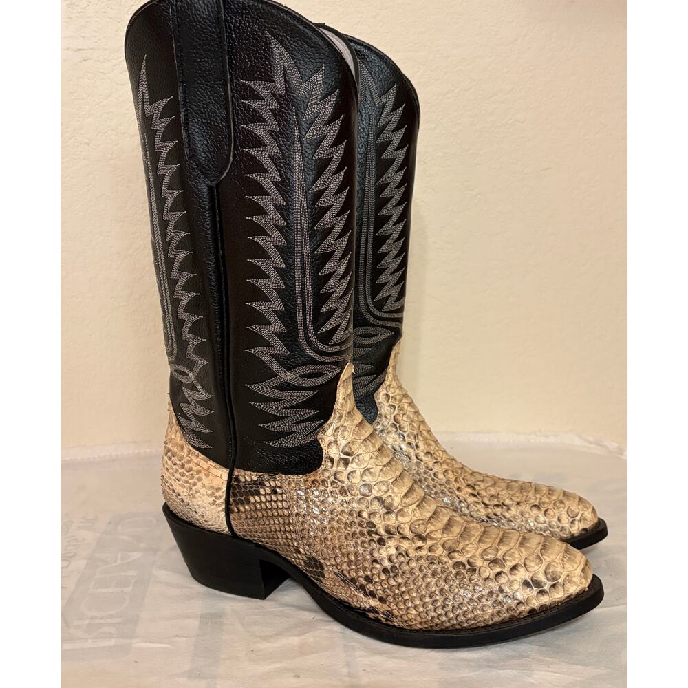 Handcrafted Mexico Size 9.5 Exotic Python Western… - image 2